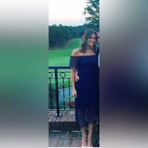 Monique Lhuillier Women's Lace Off The Shoulder Cocktail Dress